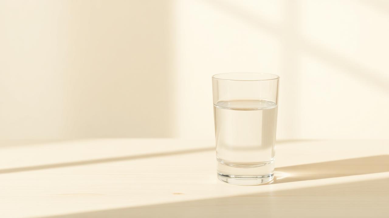 Vaso de agua con luz clara