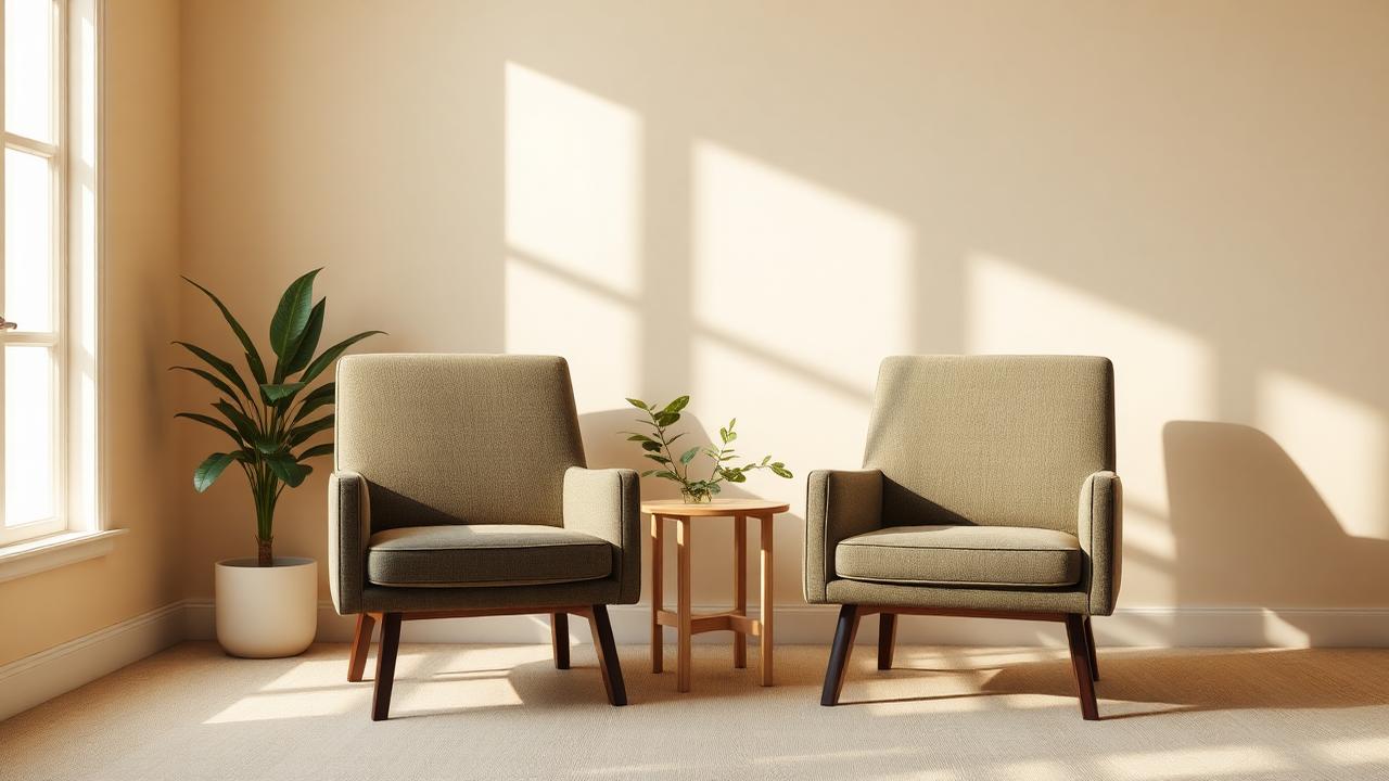Dos sillones en sala de consulta serena